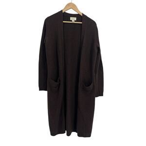 Neiman Marcus Chocolate Brown 100% Cashmere Duster Length Open Cardigan Medium